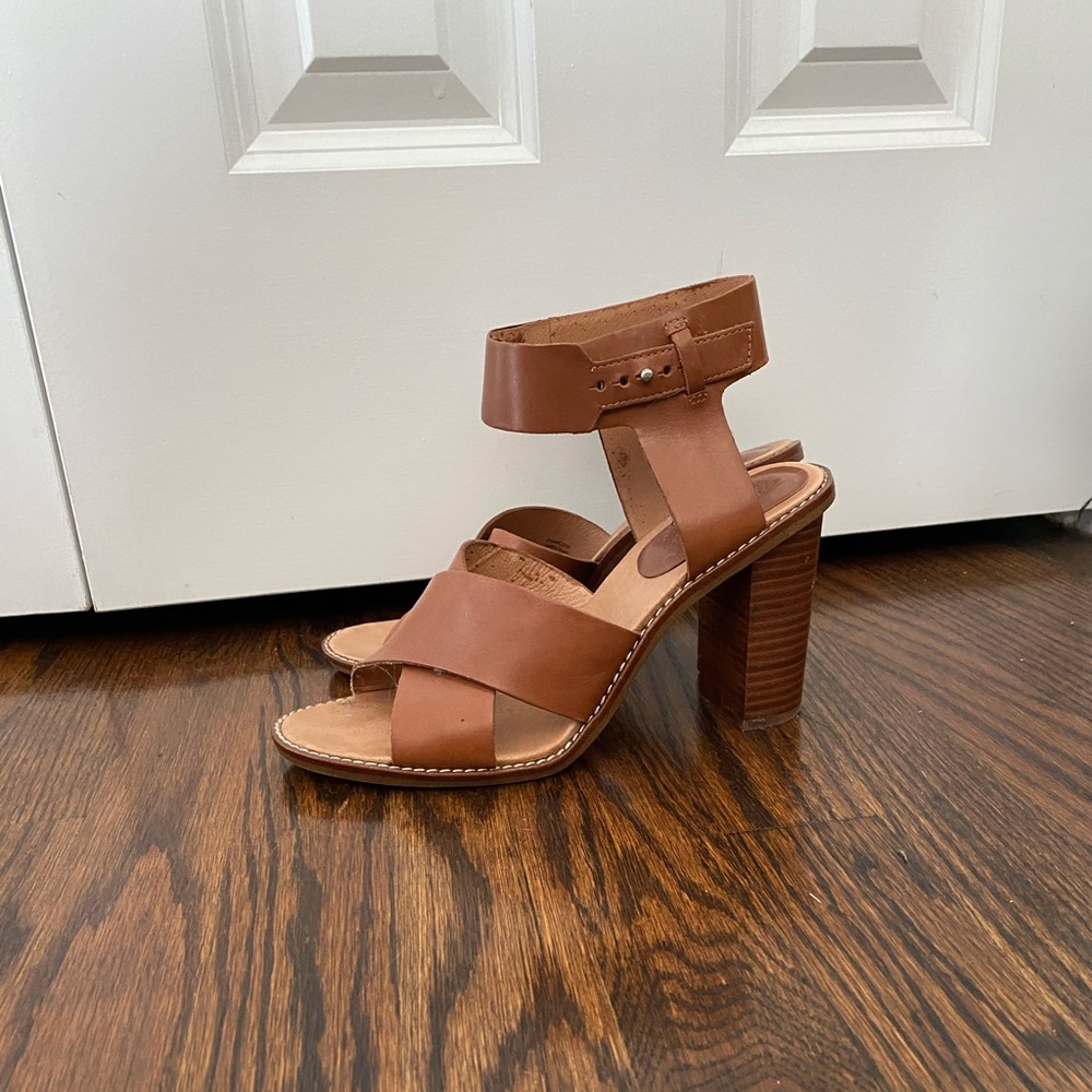 Madewell Brown Leather Wooden Heel Sandal